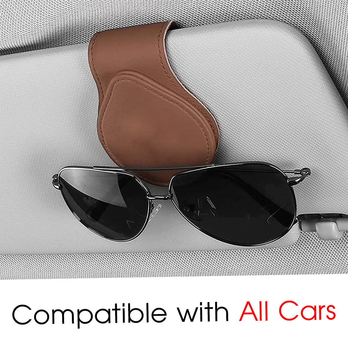 Car Sunglasses Holder, Custom For Your Cars, Magnetic Leather Glasses Frame 2023 Update KX13995 - Delicate Leather