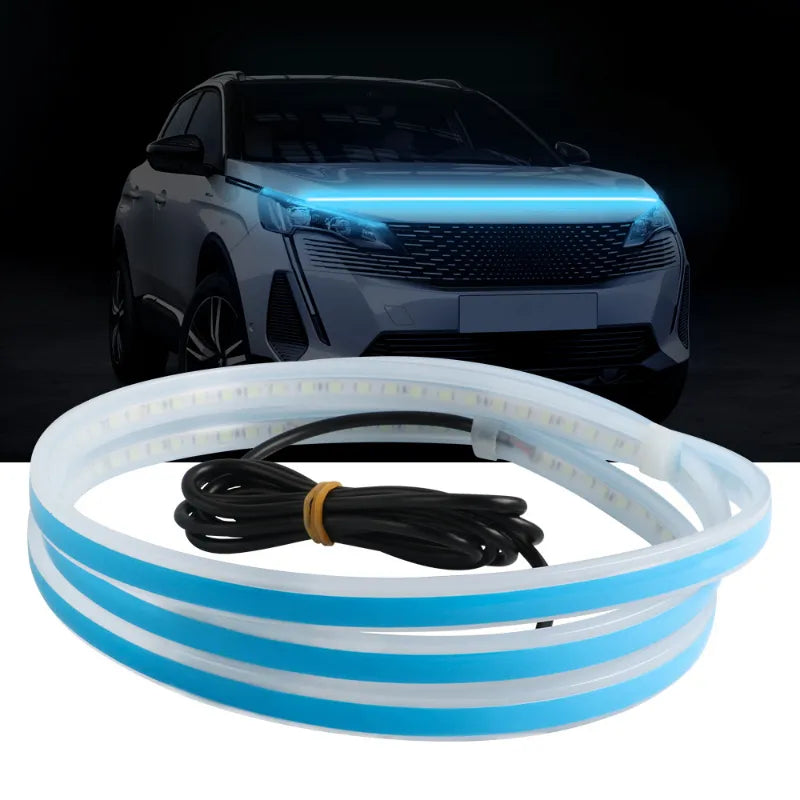 Car Hood Light Strip, 59 Inches Car Led Hood Lights Exterior Flexible LED Strip Lights Daytime Running Light for Cars, Trucks - Delicate Leather