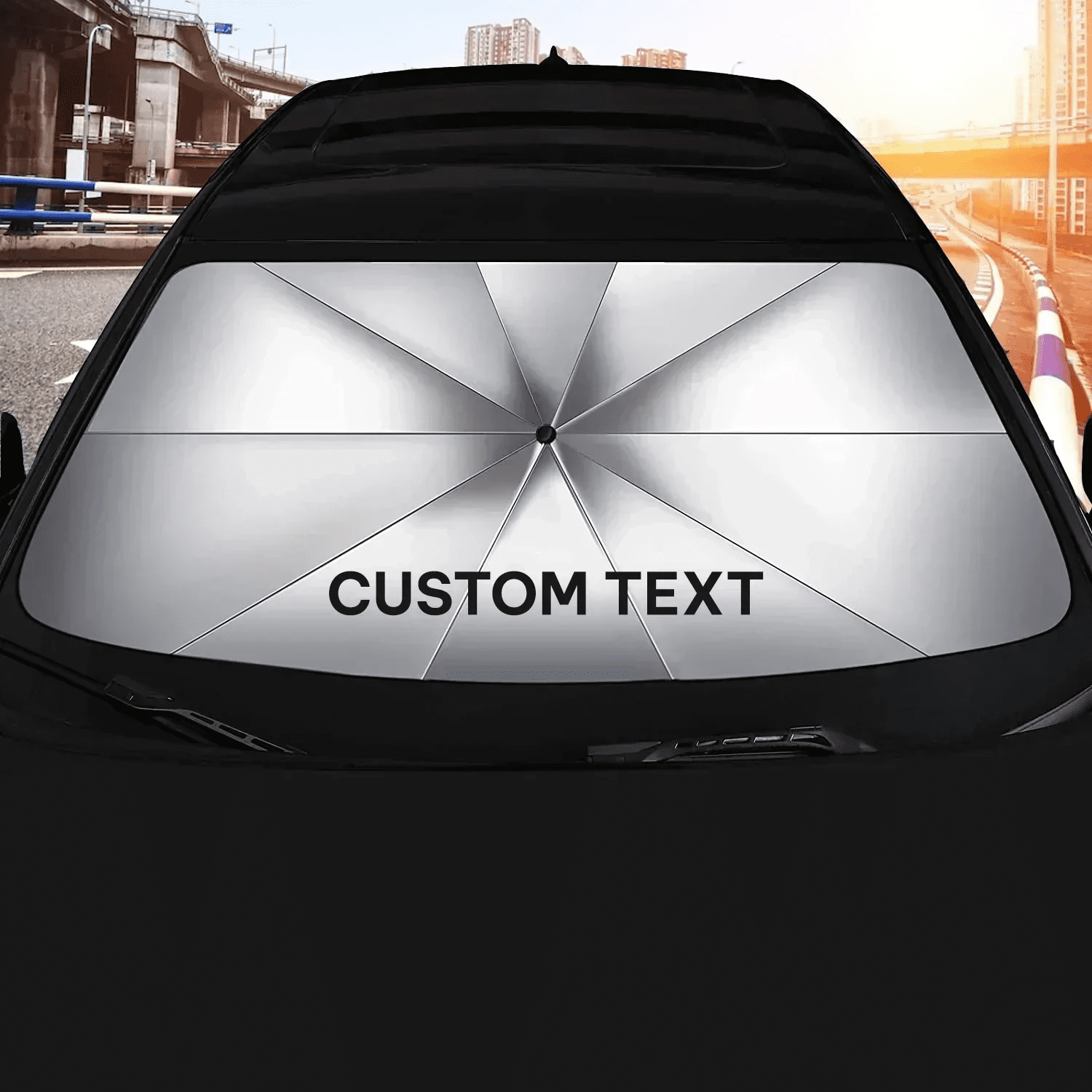 Custom Text and Logo Car Windshield Sunshade, Fit with Subaru, UV Rays and Heat Sun Visor Protector Foldable Sun Shade Umbrella (Updated Version) - Delicate Leather