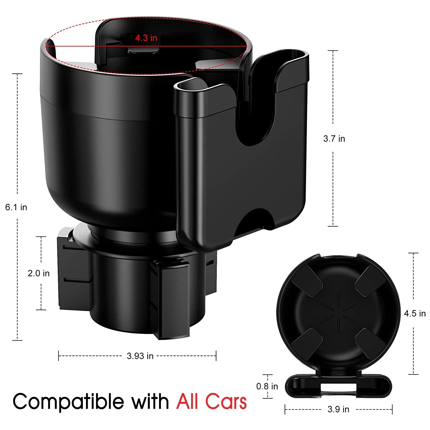 Custom Text For Car Cup Holder 2-in-1, Custom For Your Cars, Car Cup Holder Expander Adapter with Adjustable Base, Car Cup Holder Expander Organizer with Phone Holder LI15988