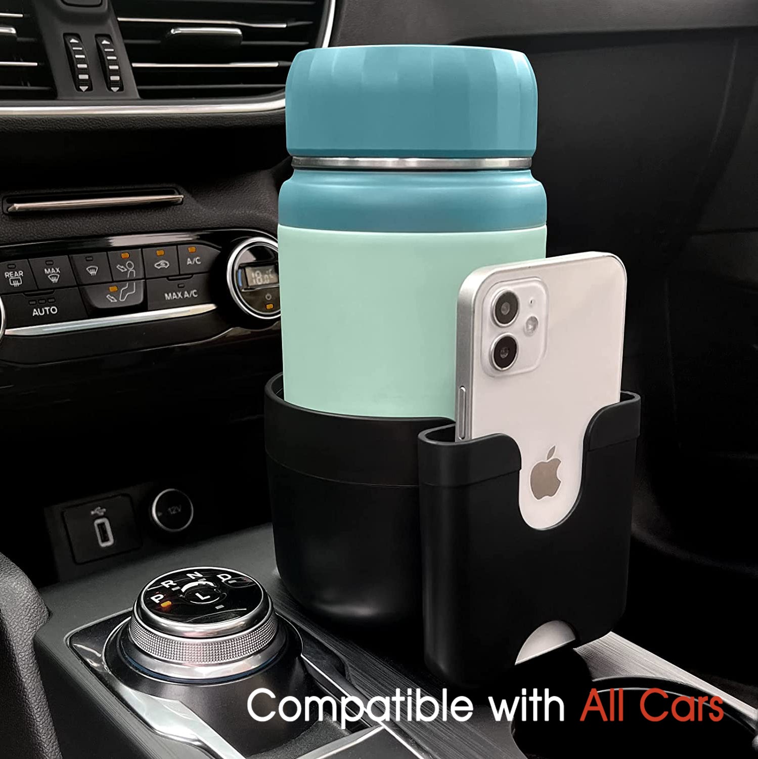 Custom Text For Car Cup Holder 2-in-1, Custom For Your Cars, Car Cup Holder Expander Adapter with Adjustable Base, Car Cup Holder Expander Organizer with Phone Holder AC15988