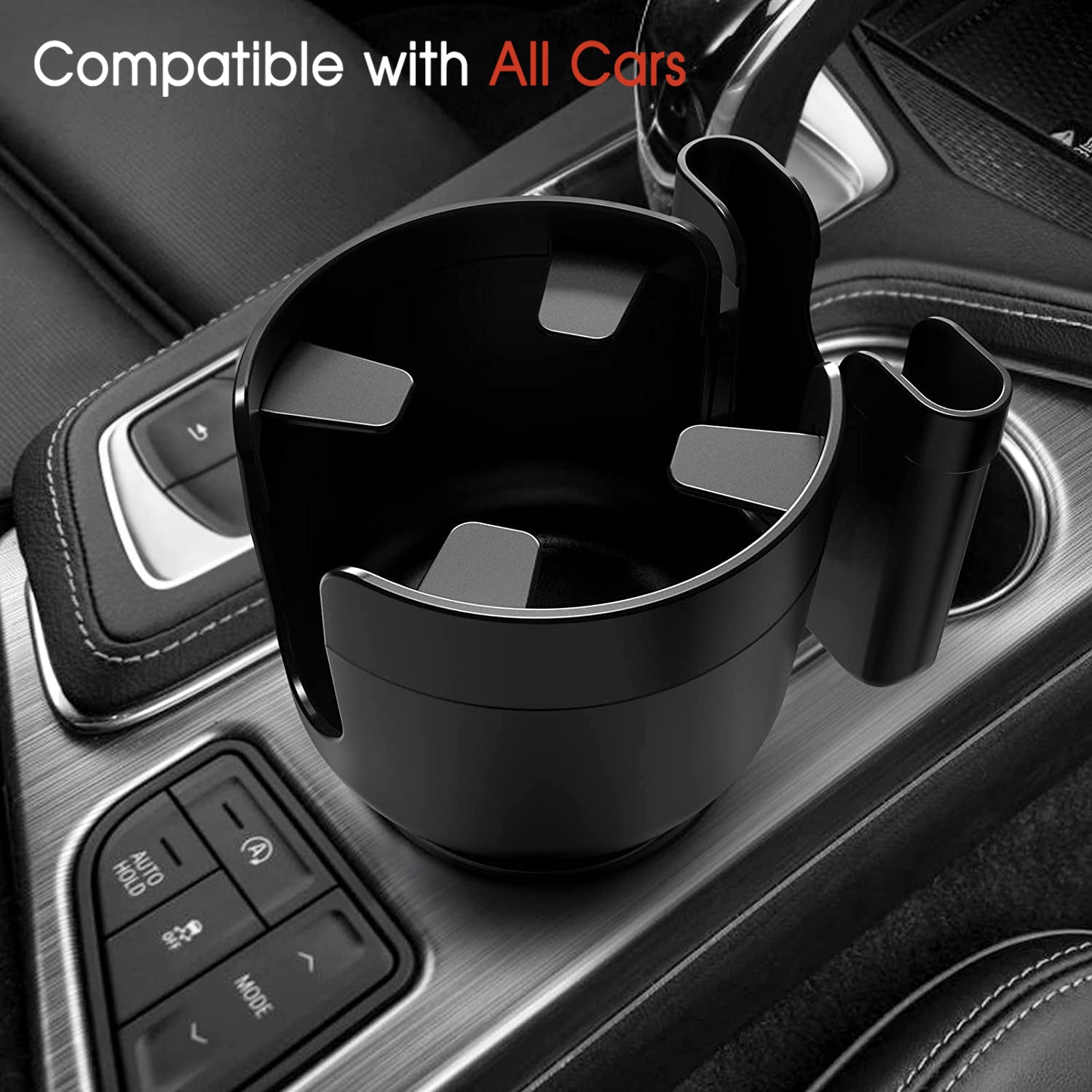 Custom Text For Car Cup Holder 2-in-1, Custom For Your Cars, Car Cup Holder Expander Adapter with Adjustable Base, Car Cup Holder Expander Organizer with Phone Holder SU15988 - Delicate Leather