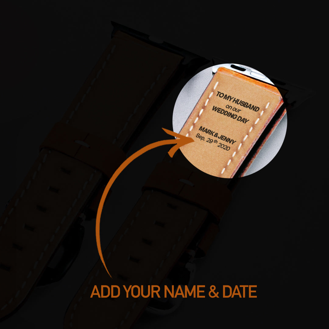 Custom Name And Date Compatible With Apple Strap Leather | Cow Leather Delicate Leather