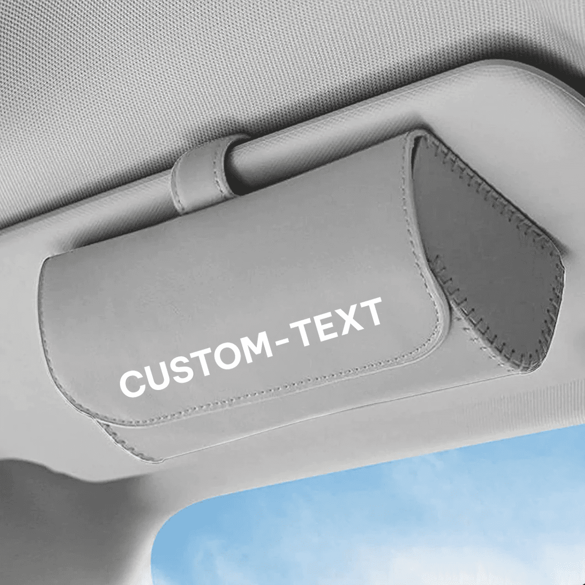 Custom Text and Logo Sunglasses Holder for Car Sun Visor, Fit with all car, Leather Glasses Storage Case, Vehicle Visor Accessories, Sunglass Holder Organizer Box - Delicate Leather