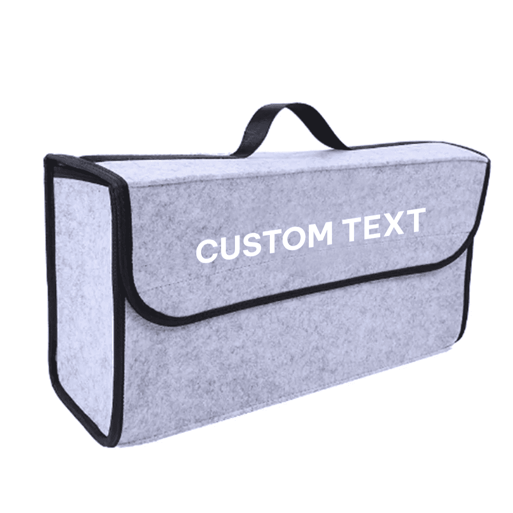 Custom Text and Logo Soft Felt Car Bag Organizer, Fit with Cadillac, Folding Car Storage Box Non Slip Fireproof Car Trunk Organizer