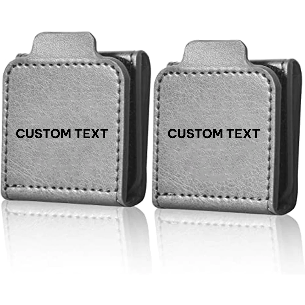 Custom Text and Logo Seatbelt Adjuster, Fit with all car, Seat Belt Clip For Adults, Universal Comfort Shoulder Neck Strap Positioner Locking Clip Protector, Set of 2 - Delicate Leather