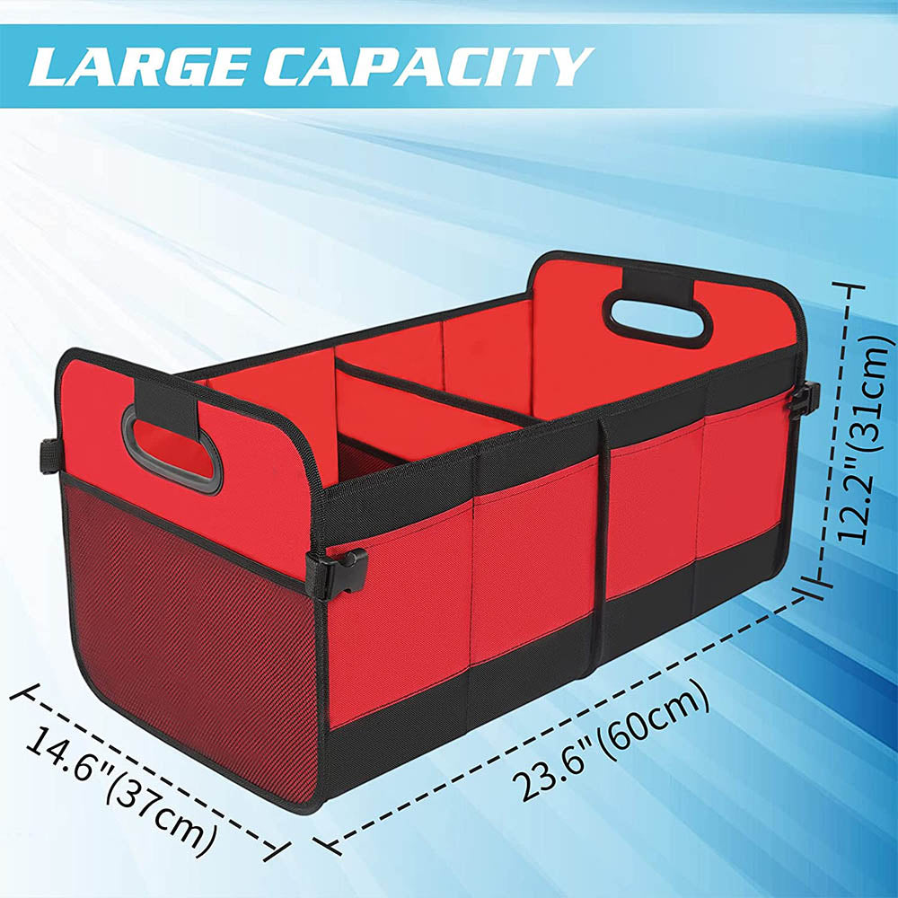 Trunk Organizer for Car, Custom For Your Cars - Detachable 3 Compartment Collapsible Large Trunk Organizer with 11 Pockets & Reinforced Handles, Trunk Organizers for Grocery Cargo, Car Accessories NS12991