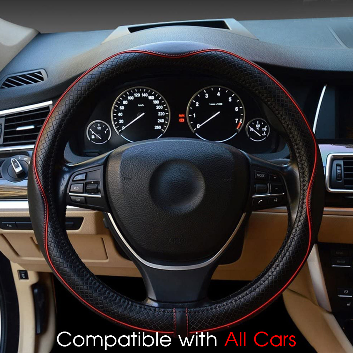 Car Steering Wheel Cover, Custom For Your Cars, Anti-Slip, Safety, Soft, Breathable, Heavy Duty, Thick, Full Surround, Sports Style, Car Accessories JG18990