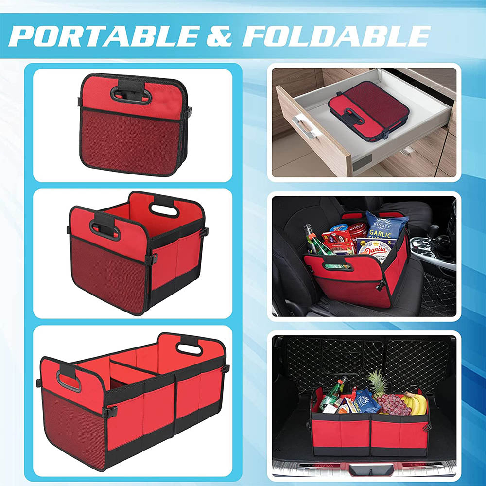 Trunk Organizer for Car, Custom For Your Cars - Detachable 3 Compartment Collapsible Large Trunk Organizer with 11 Pockets & Reinforced Handles, Trunk Organizers for Grocery Cargo, Car Accessories FD12991 - Delicate Leather