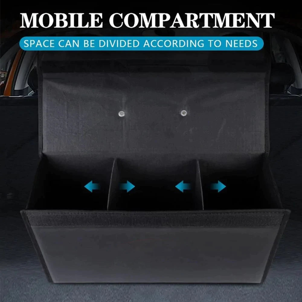 Custom Text and Logo Foldable Trunk Storage Luggage Organizer Box, Fit with BMW M Sport, SUV Trunk Organizer Van Cargo Carrier Caddy for Shopping, Camping Picnic, Home Garage - Delicate Leather