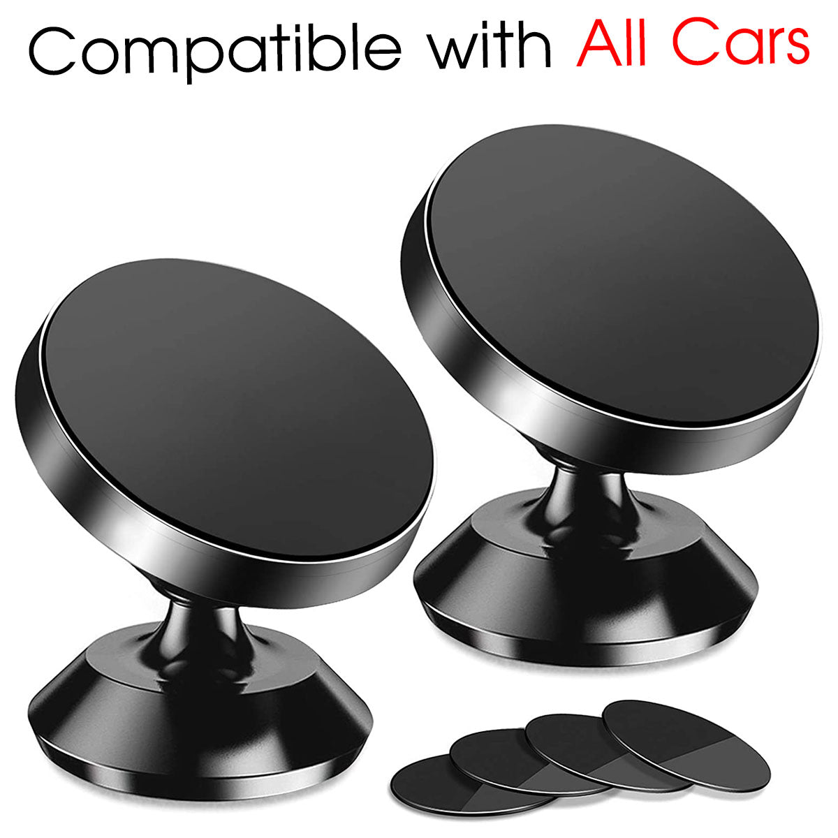 [2 Pack ] Magnetic Phone Mount, Custom For Cars, [ Super Strong Magnet ] [ with 4 Metal Plate ] car Magnetic Phone Holder, [ 360° Rotation ] Universal Dashboard car Mount Fits All Cell Phones, Car Accessories CA13982 - Delicate Leather