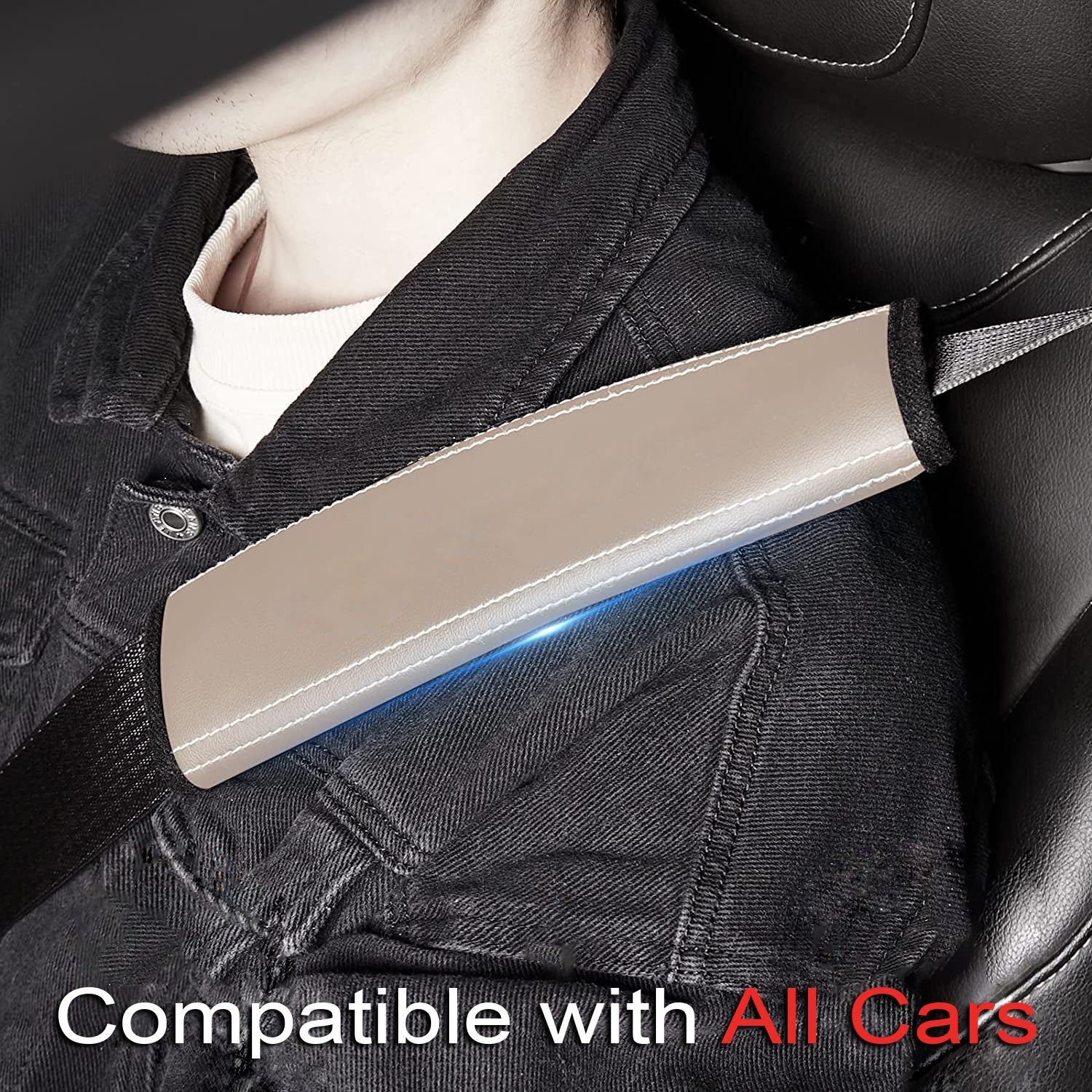 Car Seat Belt Covers (2PCS), Custom For Your Cars, Microfiber Leather Seat Belt Shoulder Pads for More Comfortable Driving, Car Accessories KO13994 - Delicate Leather