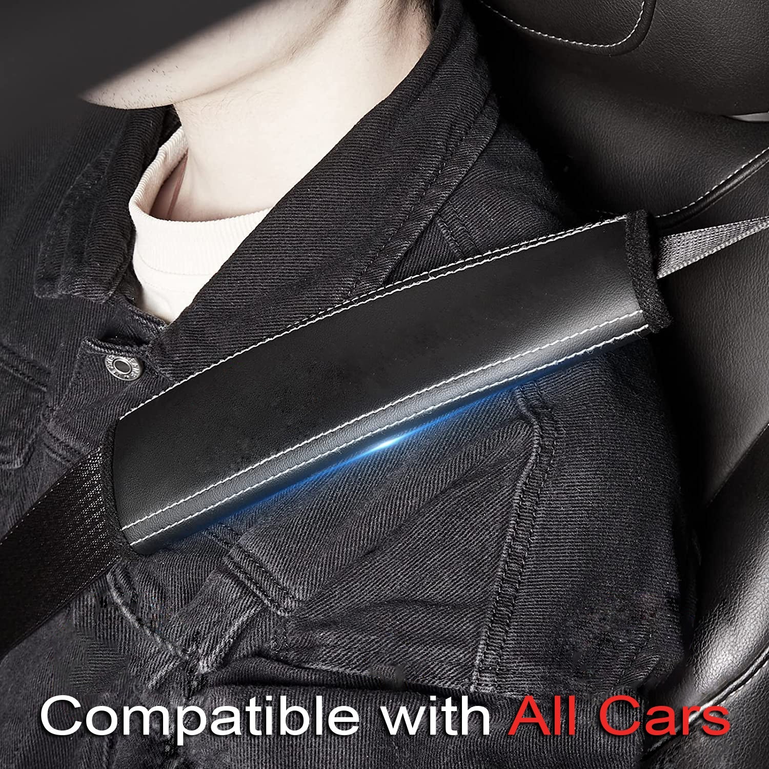 Car Seat Belt Covers (2PCS), Custom For Your Cars, Microfiber Leather Seat Belt Shoulder Pads for More Comfortable Driving, Car Accessories KO13994 - Delicate Leather