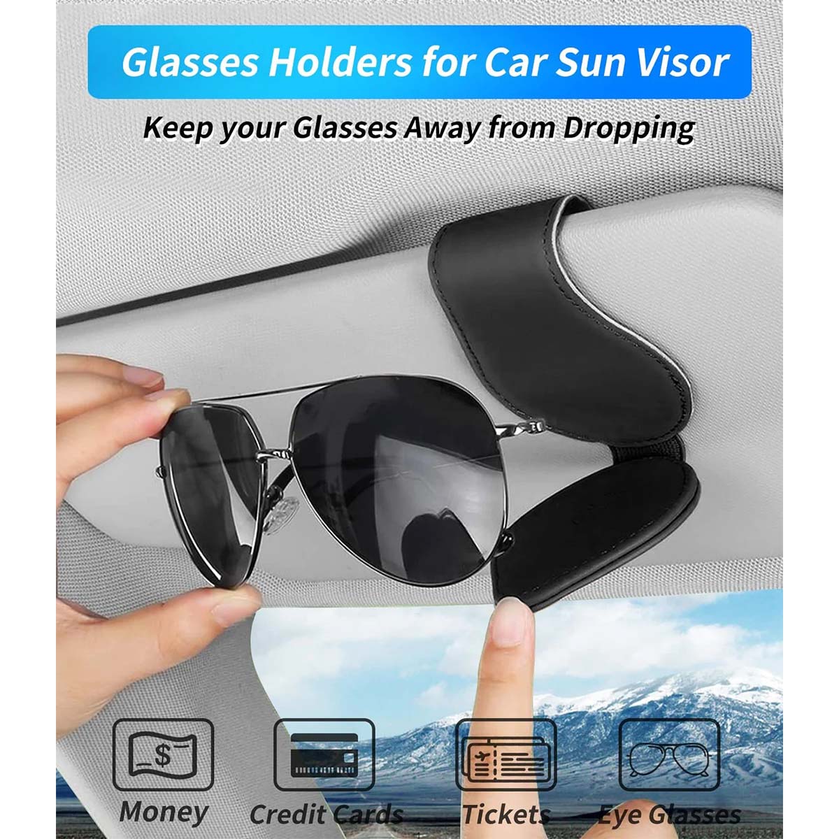 Car Sunglasses Holder, Custom For Your Cars, Magnetic Leather Glasses Frame 2023 Update IN13995 - Delicate Leather