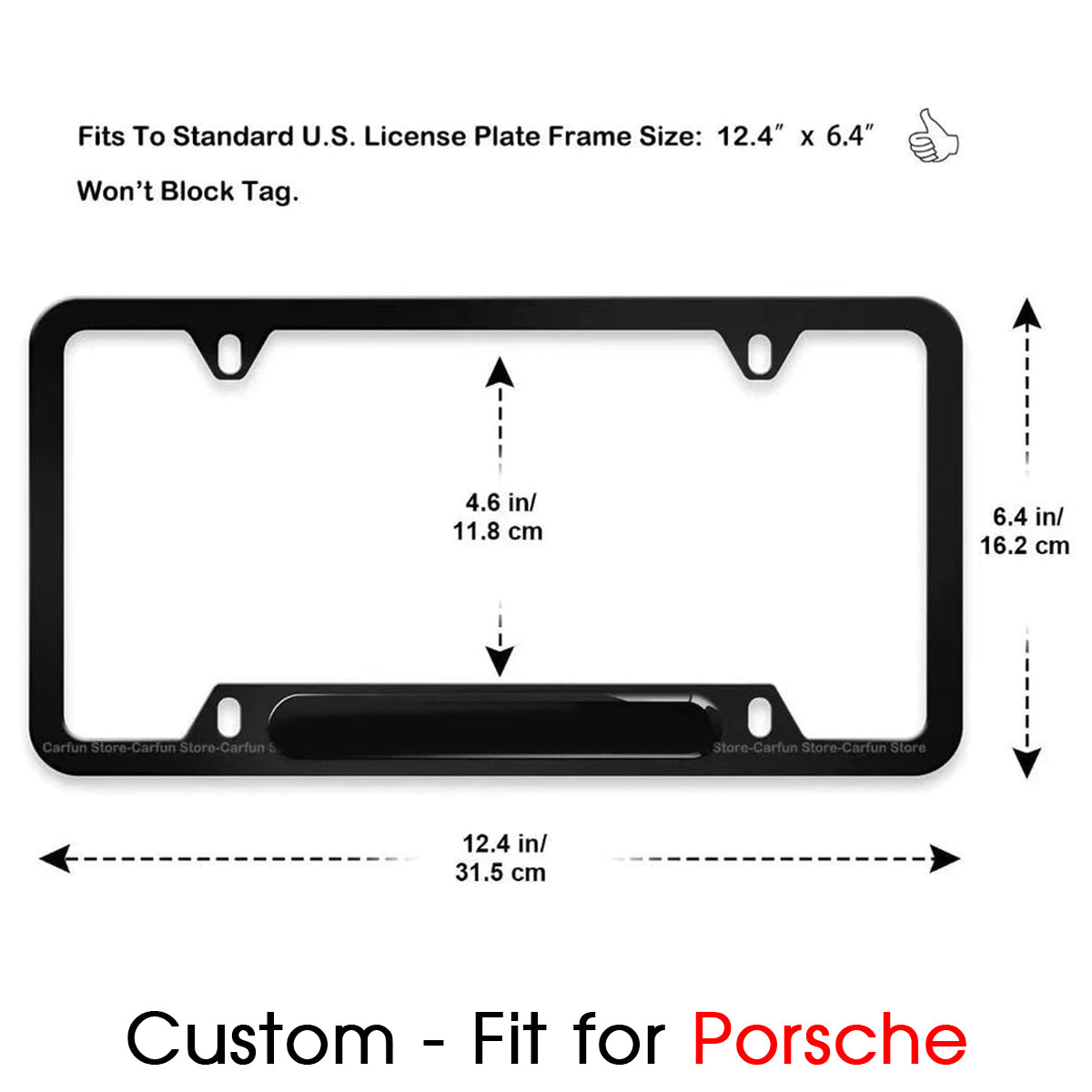 2pcs for License Plate Frame,Black Matte Aluminum License Plate with Screw Caps, Upscale Black License Plate Frame for Front and Rear License Plate (for Porsche) - Delicate Leather