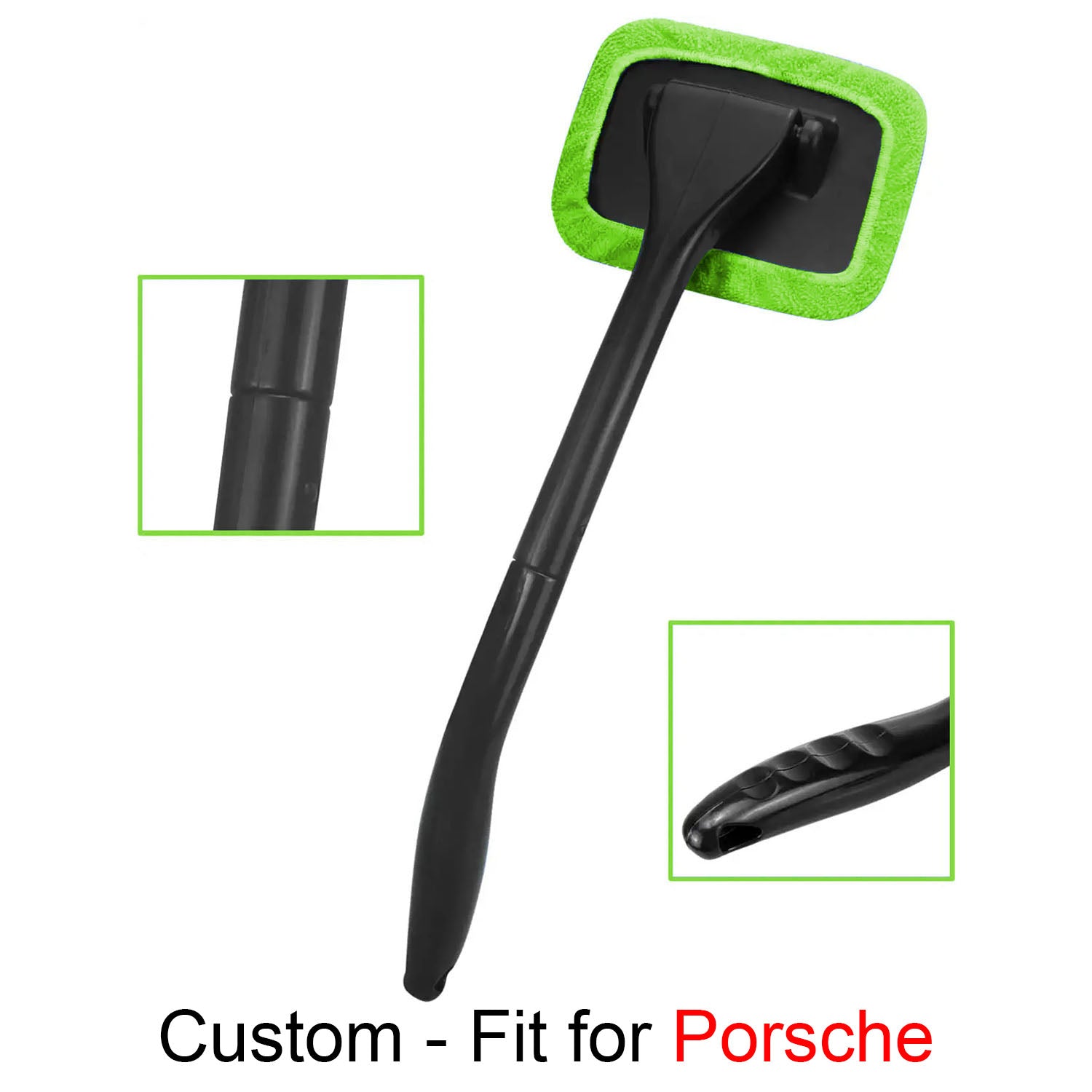 Car Cleaning Window Tool, Custom fit for Porsche, Microfiber Car Window Cleaning Tool with Reusable Cloth Pad Head, Extendable Handle and Spray Bottle for Glass Wiper Car - Delicate Leather