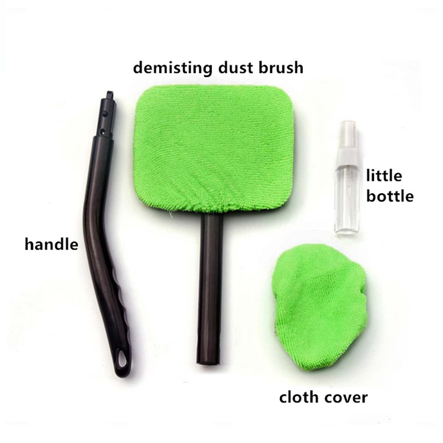 Car Cleaning Window Tool, Microfiber Car Window Cleaning Tool with Reusable Cloth Pad Head, Extendable Handle and Spray Bottle for Glass Wiper Car