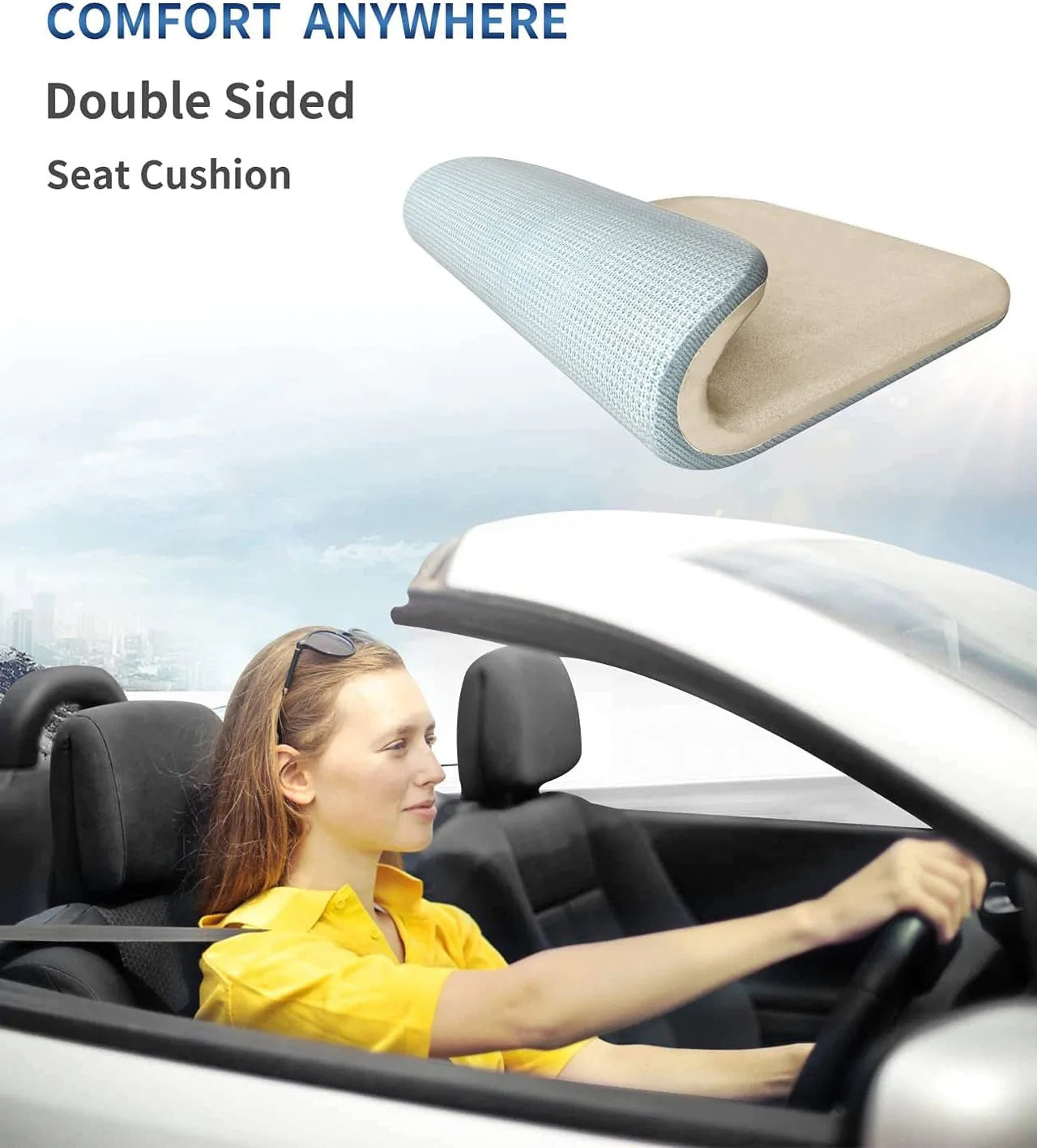 Car Seat Cushion, Custom For Cars, Car Memory Foam Seat Cushion, Heightening Seat Cushion, Seat Cushion for Car and Office Chair MS19999