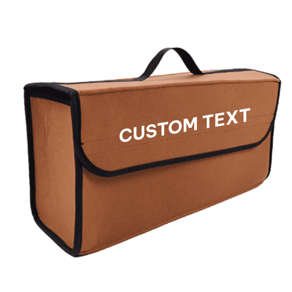 Custom Text and Logo Soft Felt Car Bag Organizer, Fit with BMW M Sport, Folding Car Storage Box Non Slip Fireproof Car Trunk Organizer - Delicate Leather