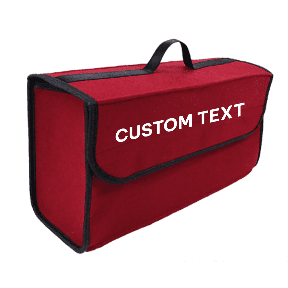 Custom Text and Logo Soft Felt Car Bag Organizer, Fit with all car, Folding Car Storage Box Non Slip Fireproof Car Trunk Organizer