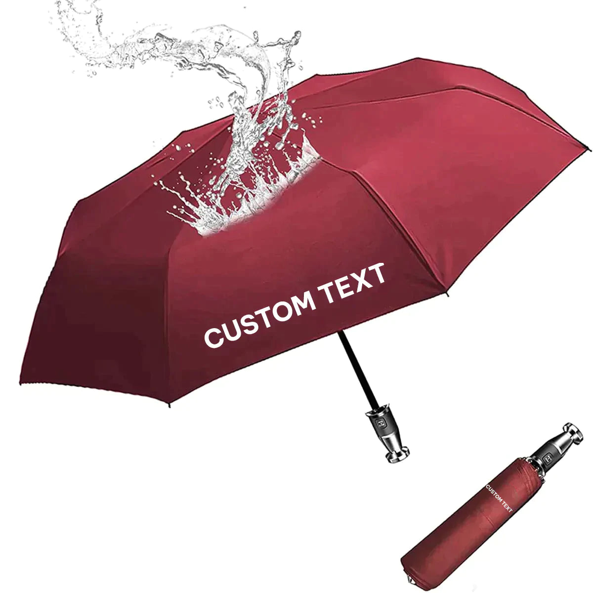 Custom Text and Logo Umbrella, Designed for all car, 2022 Update Version 10 Ribs Umbrella Windproof Automatic Folding Umbrella, Rain and Sun Protection - Delicate Leather