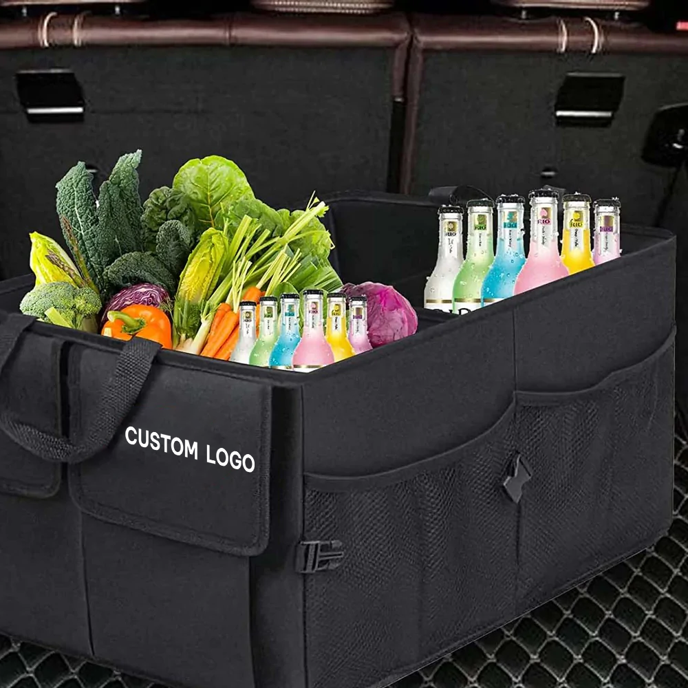 Custom Text and Logo Car Trunk Organizer, Fit with all car, Foldable Car Trunk Storage Box, Storage Bag, Waterproof, Dust-proof, Stain-Resistant