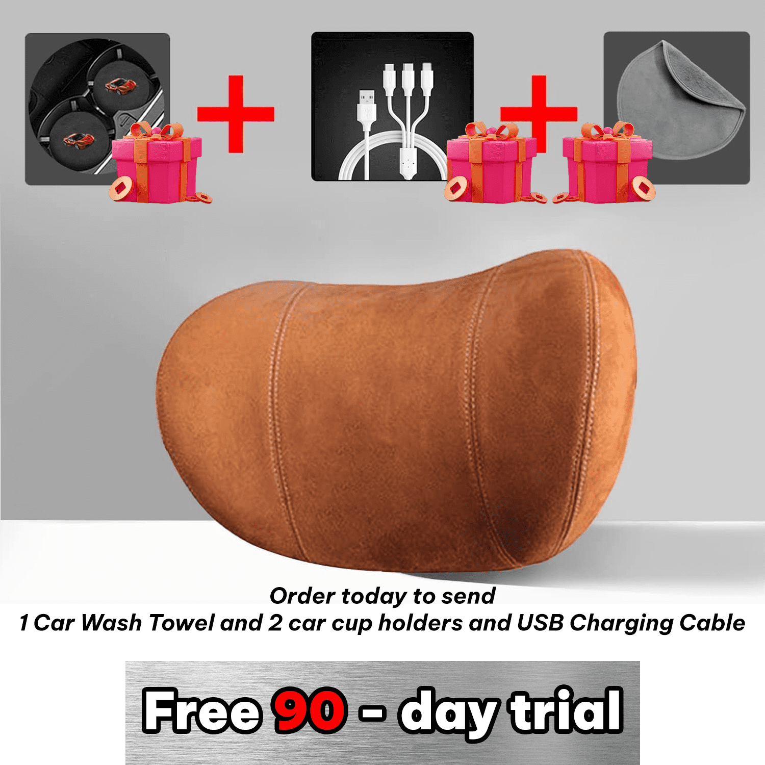 Custom Text and Logo Car Headrest (2 PCS), Compatible with all car, Update Version Premium Memory Foam Car Neck Pillow - Delicate Leather