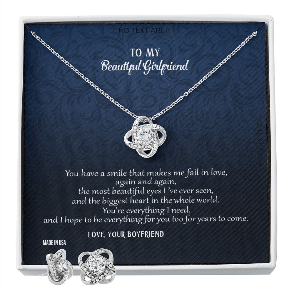 Custom To My Beautiful Girlfriend You're Everything I Need 14k White Gold Pendant Necklace Jewelry Gift For Girlfriend Mother day