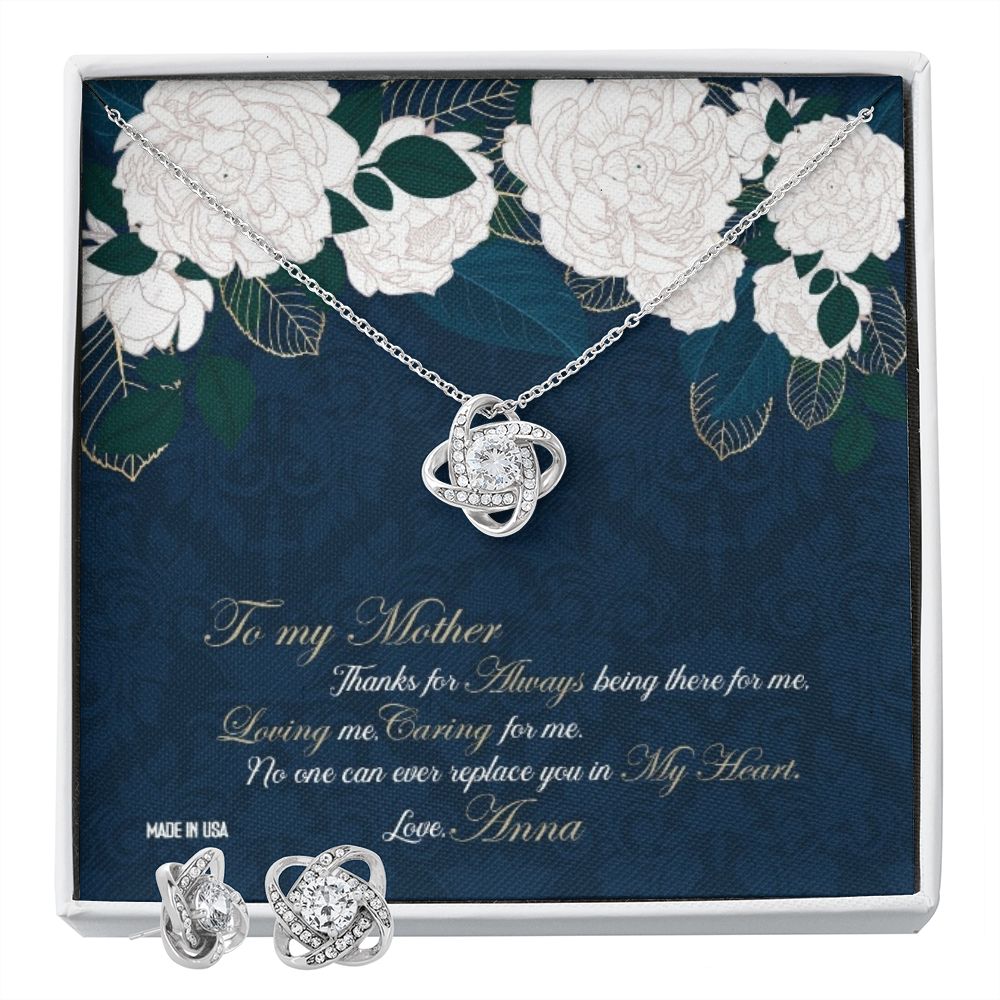 Custom Happy Mothers Day 01 14k White Gold Interlocking Heart Pendant Necklace Jewelry Gifts For Mom Wife Grandma Auntie - Delicate Leather