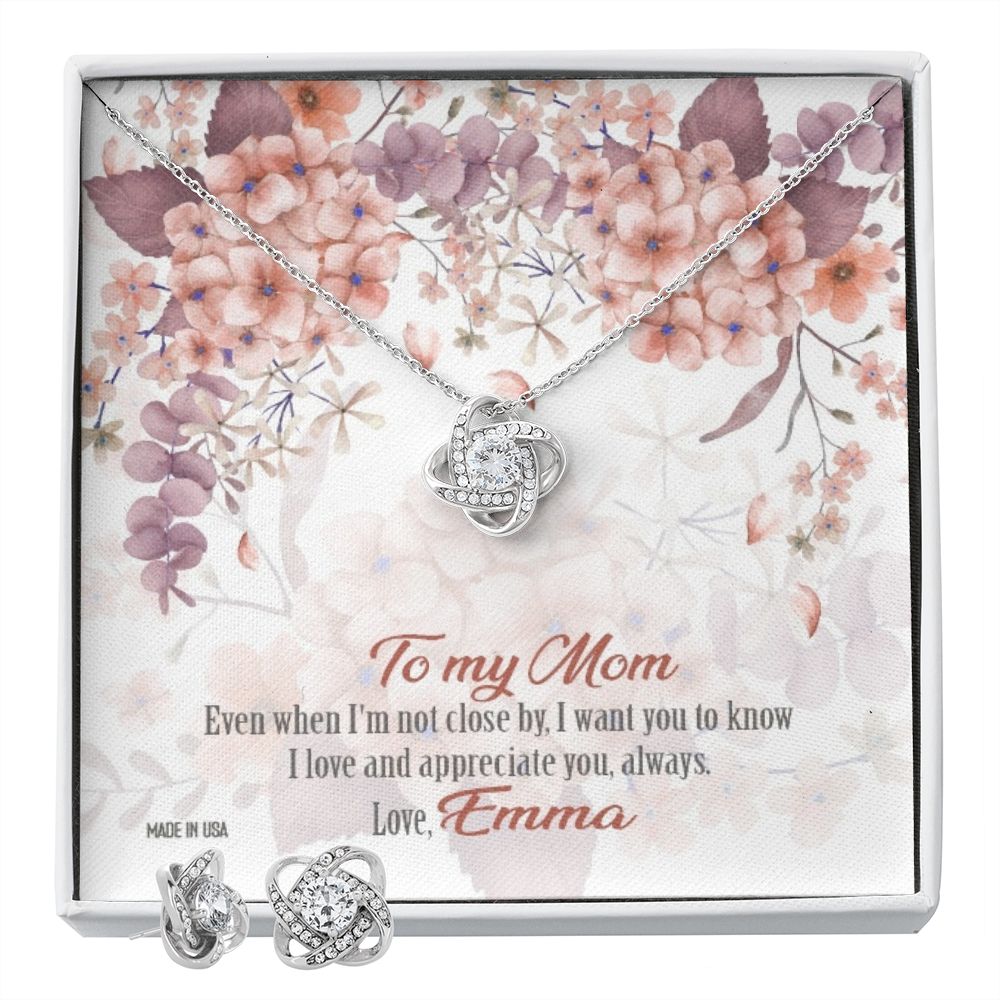 Custom To My Mom 01 14k White Gold Interlocking Heart Pendant Necklace Jewelry Gifts For Mom Wife Grandma Auntie Mother Day - Delicate Leather  