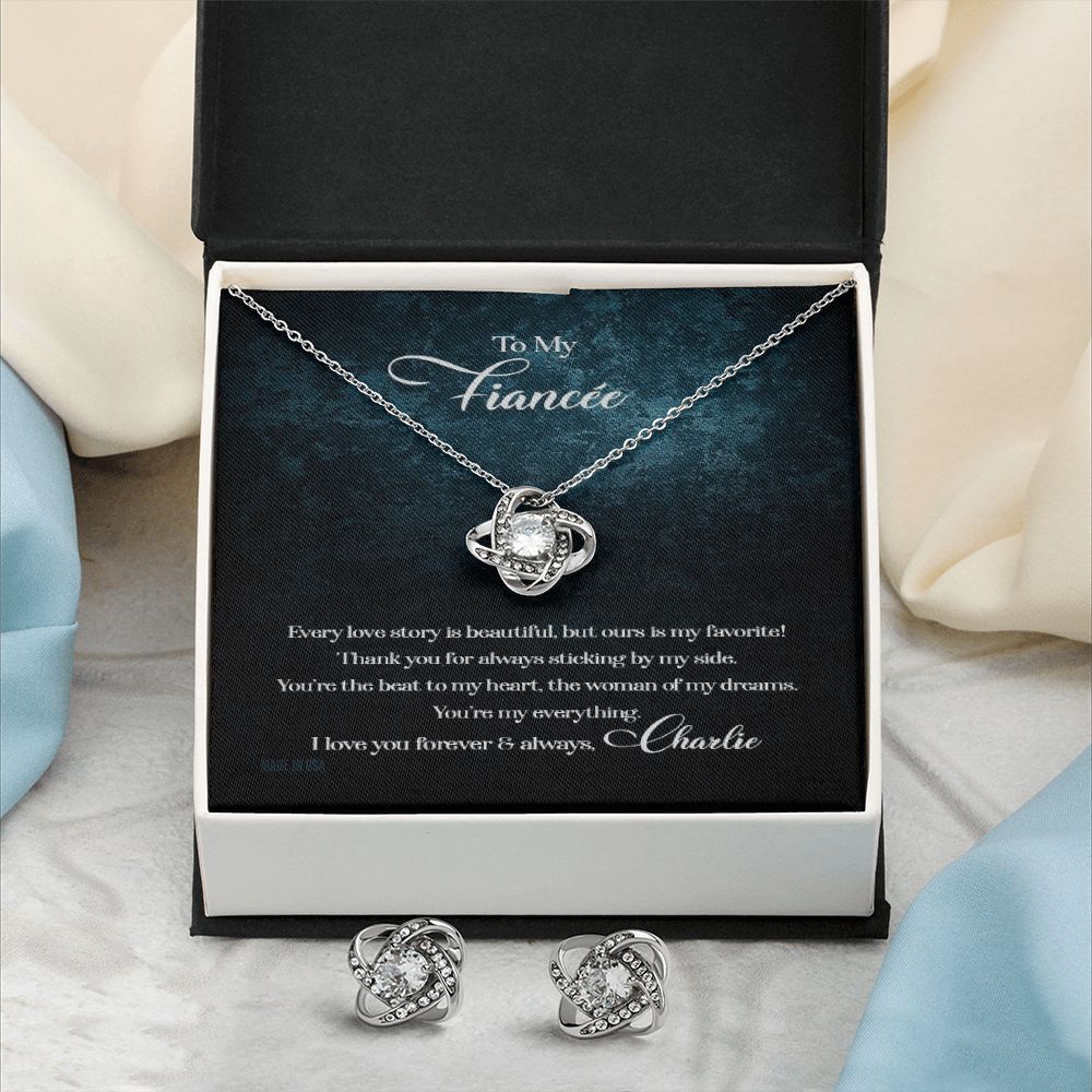 Custom To My Fiancée Every Love Story Is Beautiful 14k White Gold Pendant Necklace Jewelry Gift For Fiancée Mother day - Delicate Leather