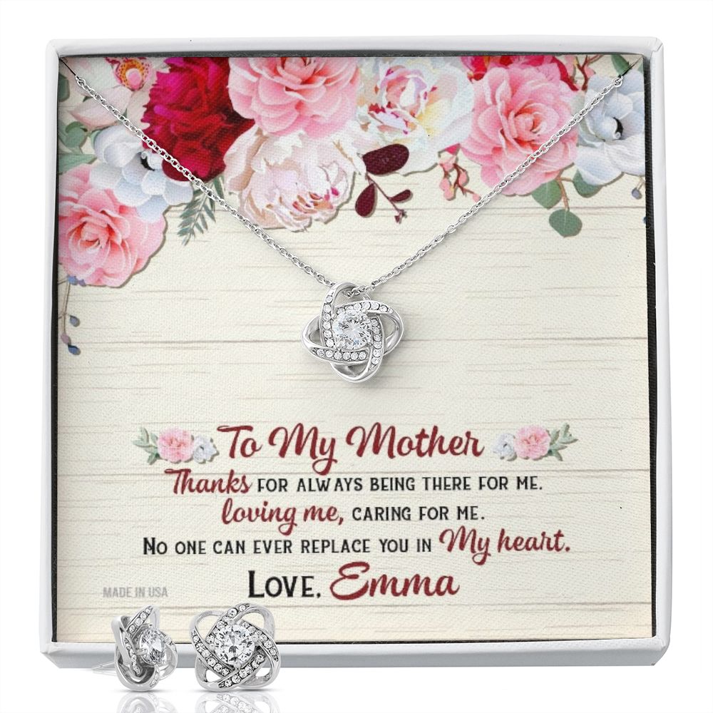 Custom No One Can Ever Replace You In My Heart Mothers Day Ideas 14k White Gold Interlocking Heart Pendant Necklace Jewelry Gifts For Mom Wife Grandma Auntie - Delicate Leather