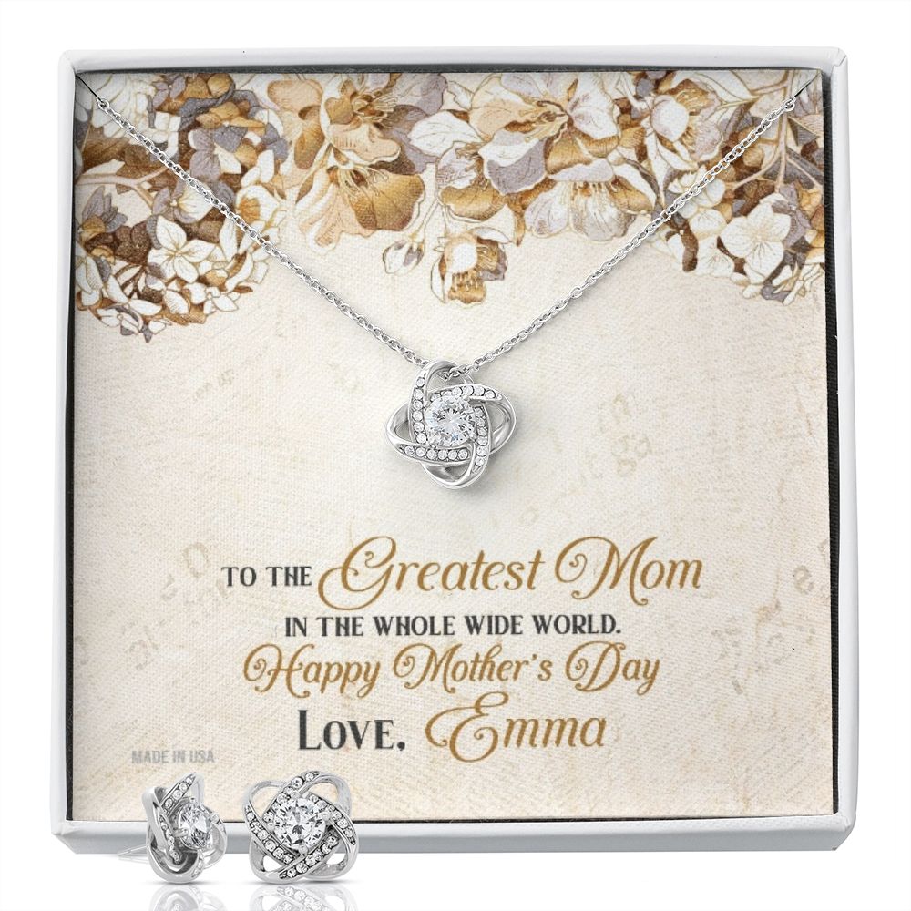 Custom To The Greatest Mom Mothers Day Ideas 14k White Gold Interlocking Heart Pendant Necklace Jewelry Gifts For Mom Wife Grandma Auntie - Delicate Leather