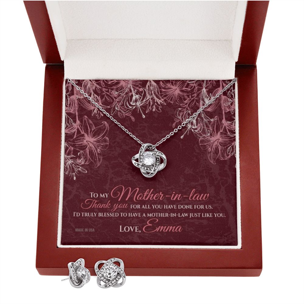 Custom To My Mother In Law 01 14k White Gold Interlocking Heart Pendant Necklace Jewelry Gifts For Mom Wife Grandma Auntie Mother Day - Delicate Leather