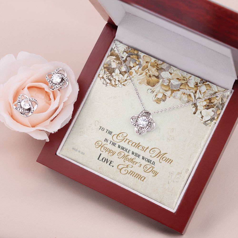Custom To The Greatest Mom Mothers Day Ideas 14k White Gold Interlocking Heart Pendant Necklace Jewelry Gifts For Mom Wife Grandma Auntie - Delicate Leather