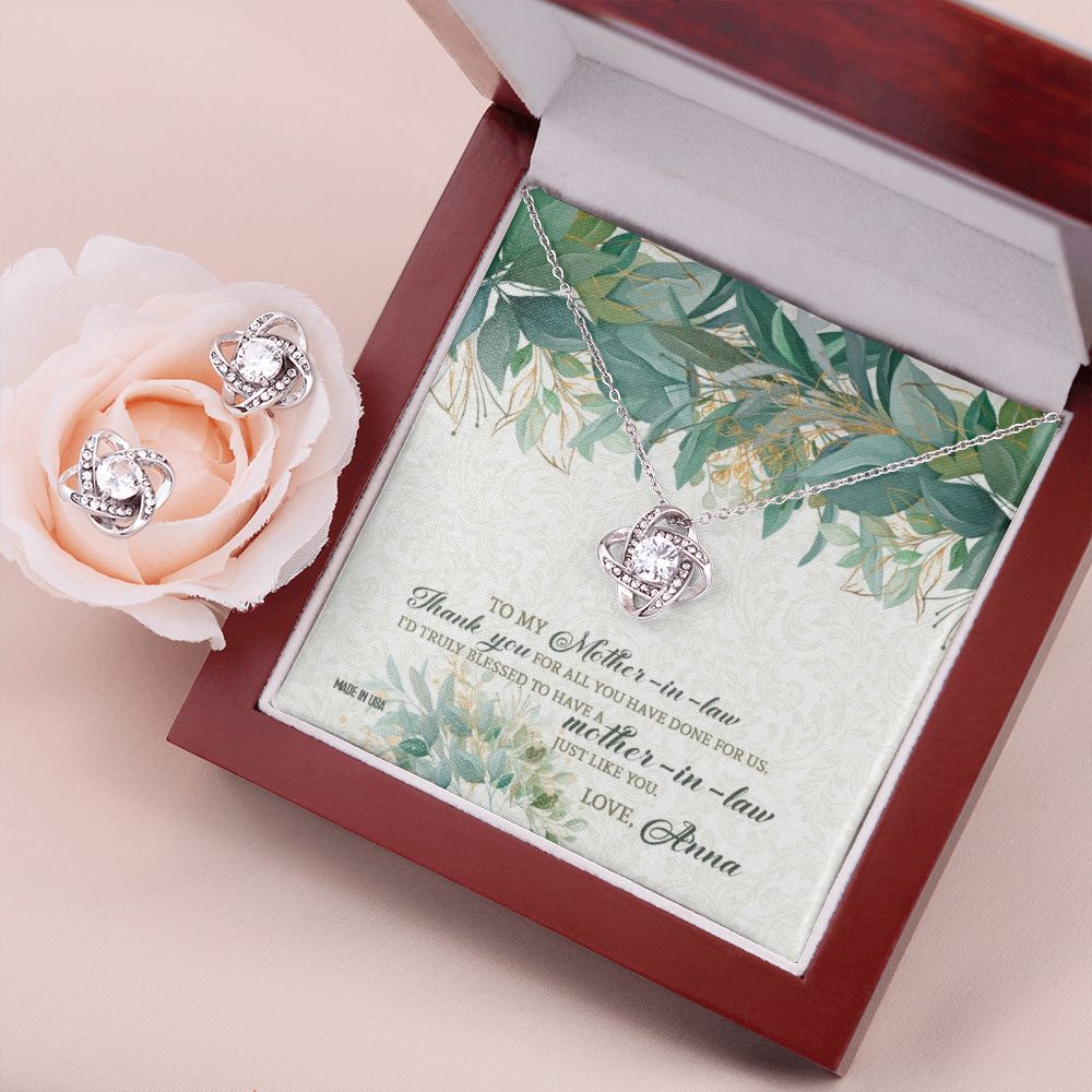 Custom Mother In Law 02 14k White Gold Interlocking Heart Pendant Necklace Jewelry Gifts For Mom Wife Grandma Auntie Mother Day - Delicate Leather
