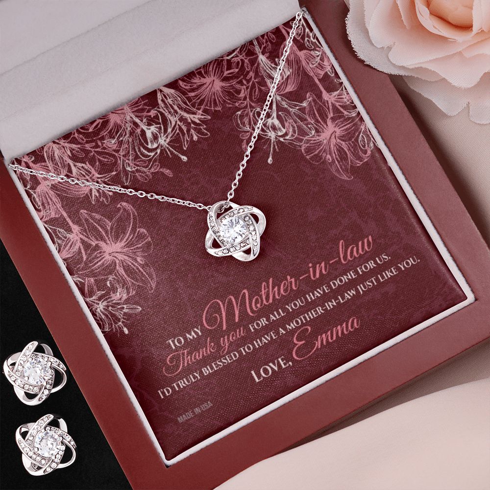 Custom To My Mother In Law 01 14k White Gold Interlocking Heart Pendant Necklace Jewelry Gifts For Mom Wife Grandma Auntie Mother Day - Delicate Leather