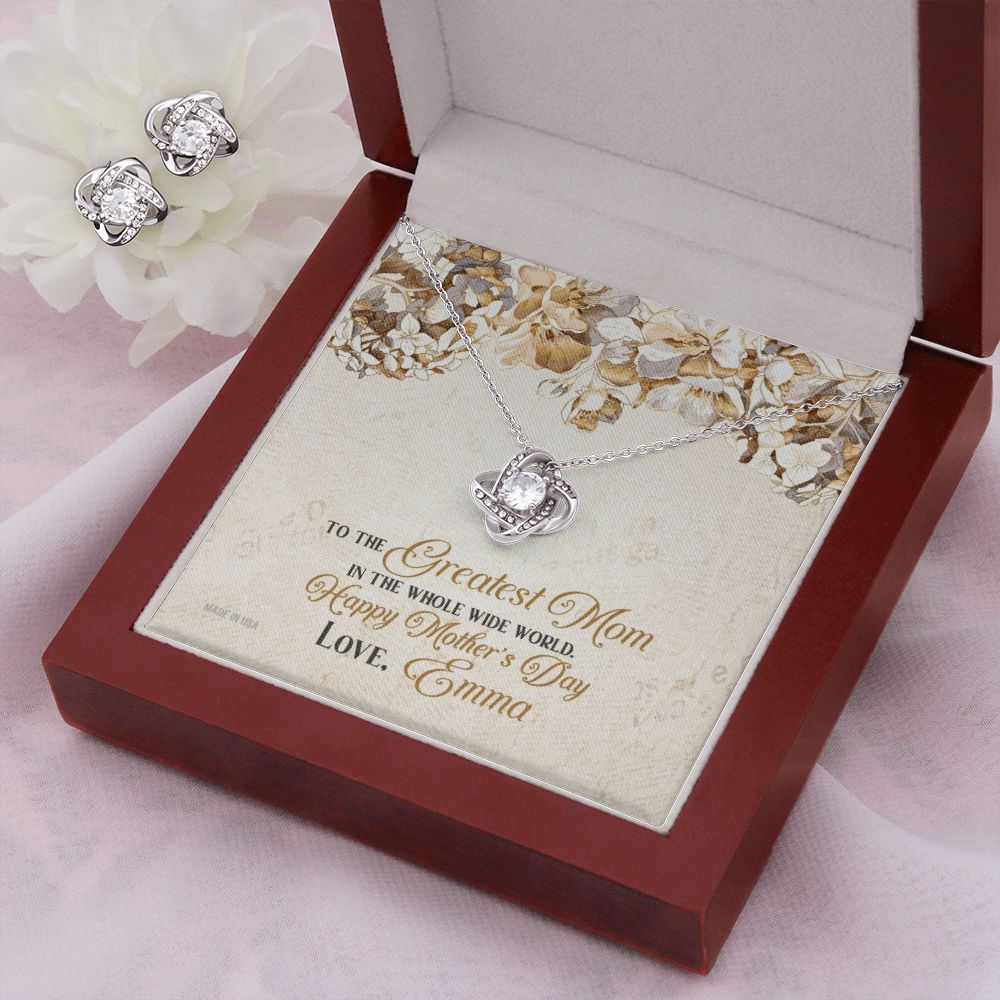 Custom To The Greatest Mom Mothers Day Ideas 14k White Gold Interlocking Heart Pendant Necklace Jewelry Gifts For Mom Wife Grandma Auntie