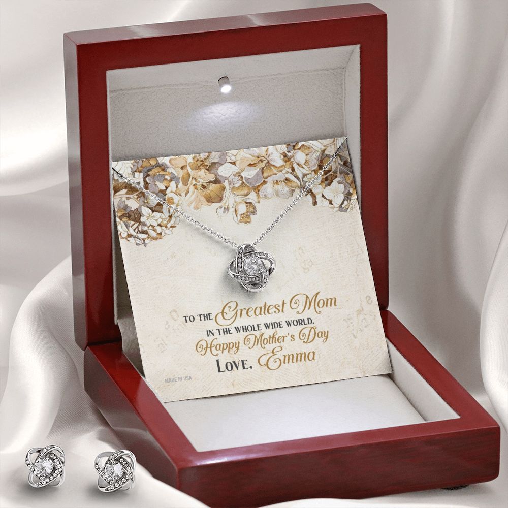 Custom To The Greatest Mom Mothers Day Ideas 14k White Gold Interlocking Heart Pendant Necklace Jewelry Gifts For Mom Wife Grandma Auntie - Delicate Leather