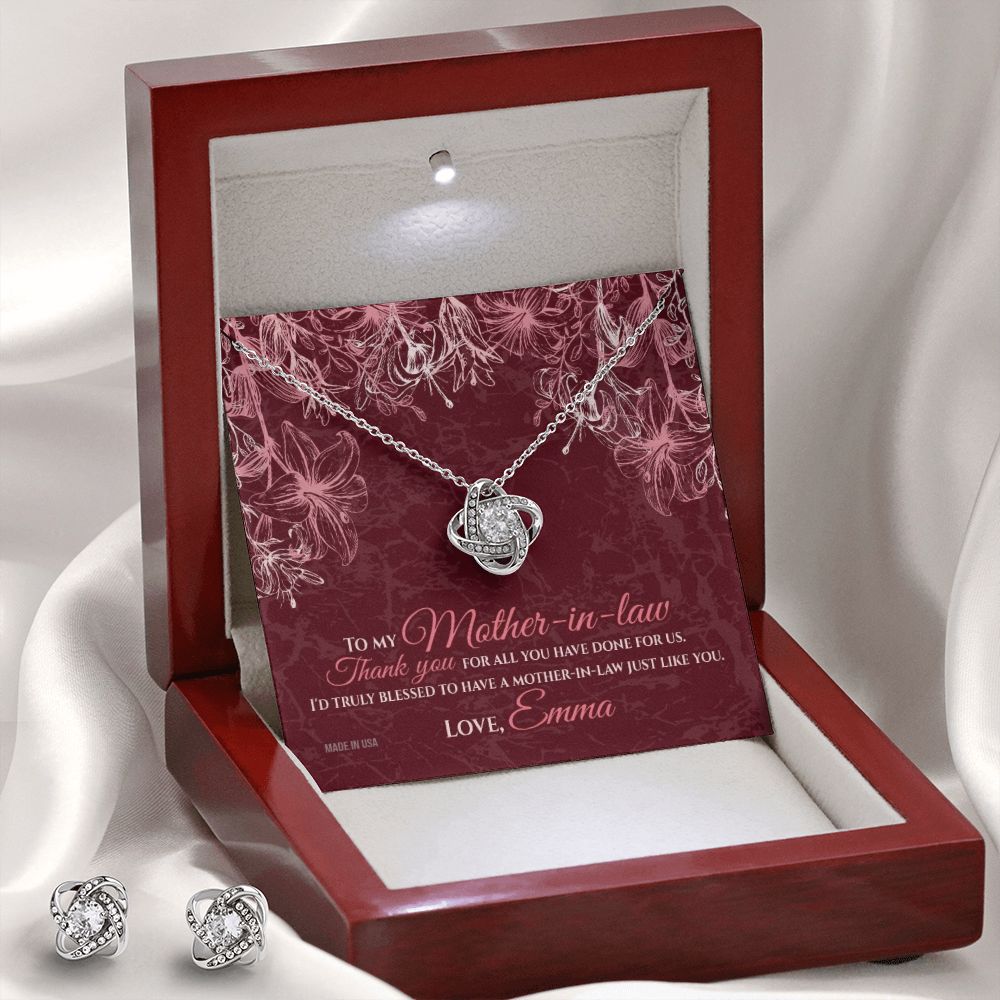 Custom To My Mother In Law 01 14k White Gold Interlocking Heart Pendant Necklace Jewelry Gifts For Mom Wife Grandma Auntie Mother Day - Delicate Leather