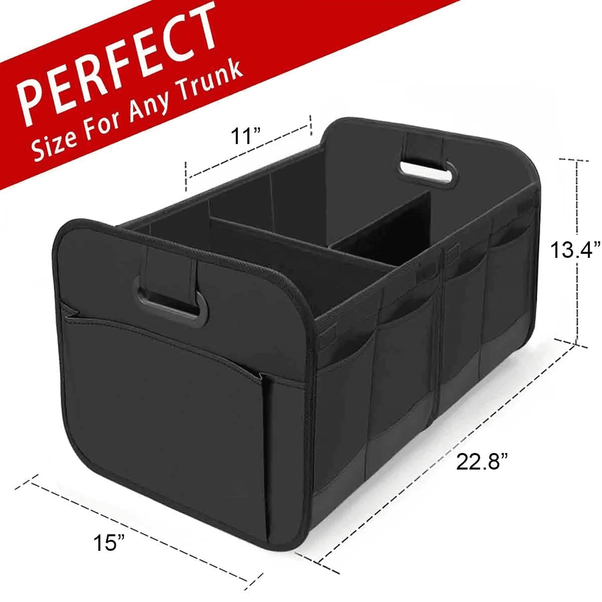 Custom Text Car Trunk Organizer Storage, Fit with all car, Car Storage, Reinforced Handles, Collapsible Multi, Compartment Car Organizers, Foldable and Waterproof, 600D Oxford Polyester - Delicate Leather