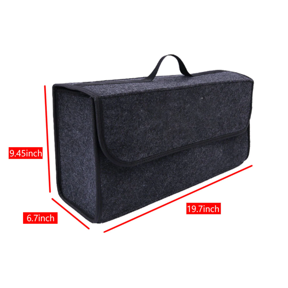 Custom Text and Logo Soft Felt Car Bag Organizer, Fit with all car, Folding Car Storage Box Non Slip Fireproof Car Trunk Organizer