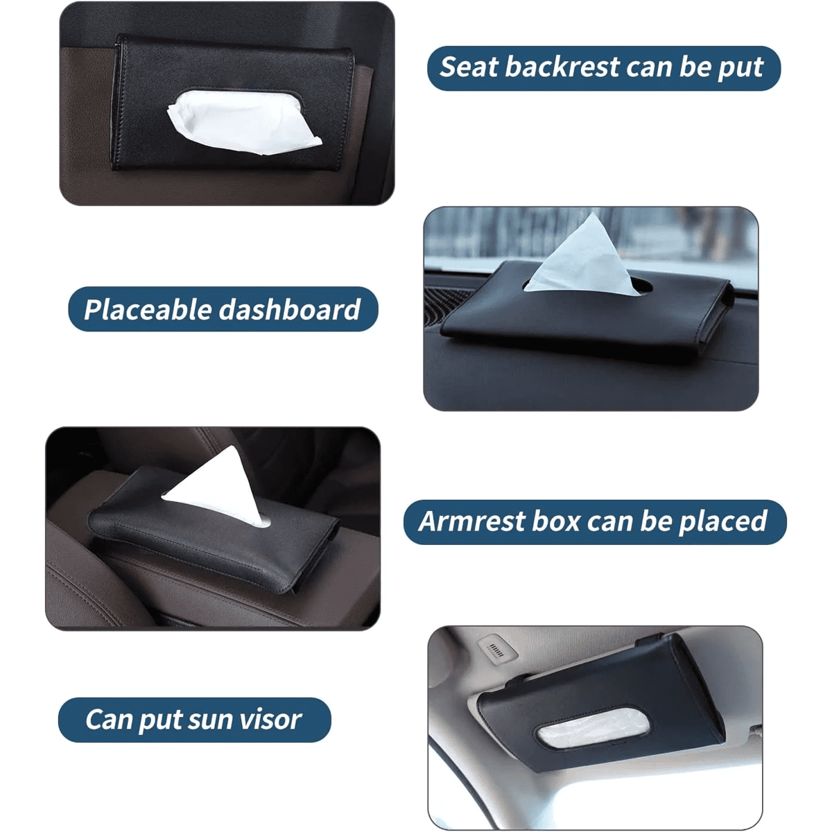 Custom Text and Logo Car Tissue Holder, Fit with All car, Car Visor Tissue Holder, Sun Visor Mask Box, Car Tuning Accessories - Delicate Leather