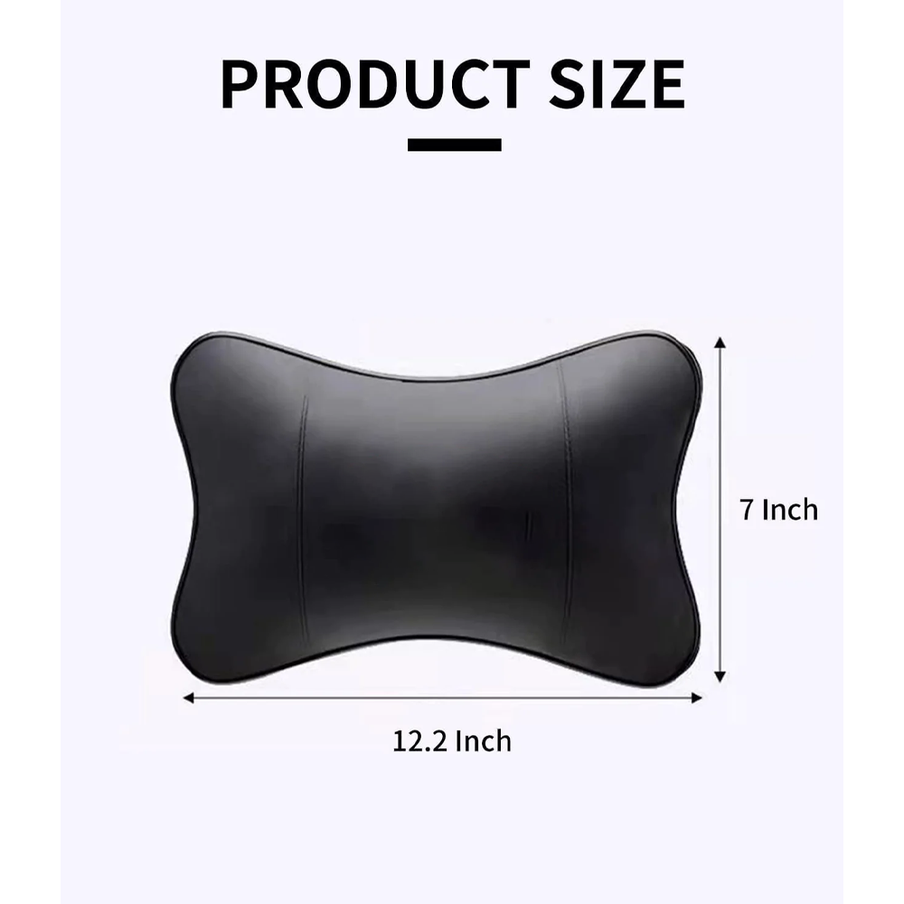 Custom Text and Logo Thickened Foam Car Neck Pillow, Fit with all car, Soft Leather Headrest (2 Pieces) for Driving Home Office - Delicate Leather