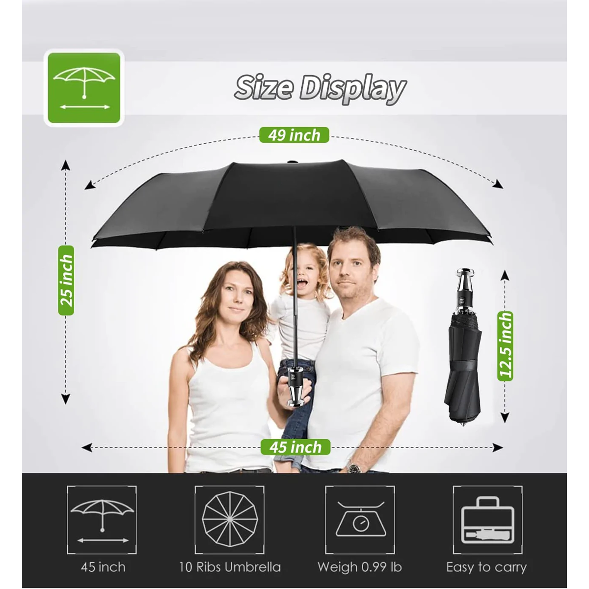 Custom Text and Logo Umbrella, Designed for Car, 2022 Update Version 10 Ribs Umbrella Windproof Automatic Folding Umbrella, Rain and Sun Protection