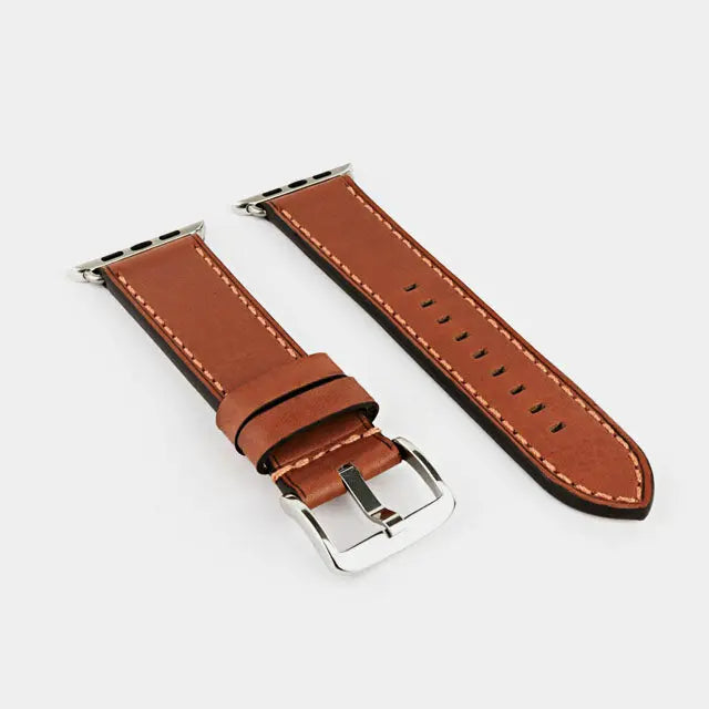 Leather Compatible With Apple Watch Strap | Morden | Brown Delicate Leather